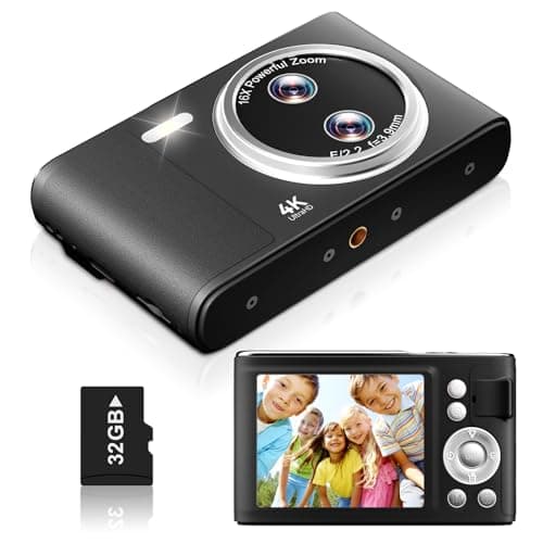Digital Camera, 48MP FHD 1080P Point and Shoot Camera with 16x Zoom, Anti Shake Compact Portable Camera for Photography with 32GB Card, Autofocus Camara for Kids, Beginners, Teens, Black - Image 1