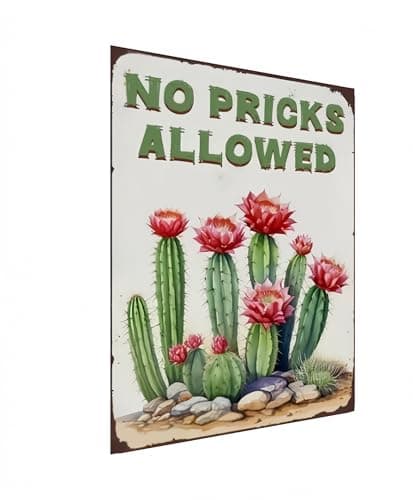 Carastora Funny Cactus Tin Sign – Vintage Succulent Wall Decor for Home, Kitchen, Garden or Greenhouse, Retro Metal Plaque for Plant Lovers, 8x12 Inch - Image 1