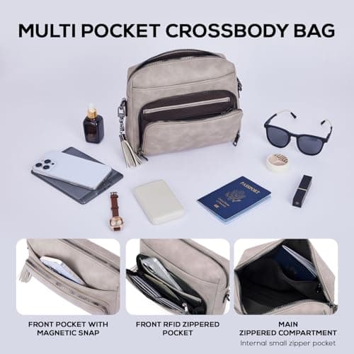 POIUGOYA Crossbody Purses for Women Trendy,Vegan Leather Medium Crossbody Bag,Women's Crossbody Travel Purse Built in Wallet - Thumbnail 5