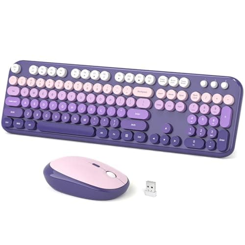 Dilter Wireless Keyboard and Mouse Combo, 104 Keys Full Size Typewriter Keyboards and 2.4 GHz USB Receiver Plug Play Mouse for Windows, PC, Laptop, Desktop (Purple)