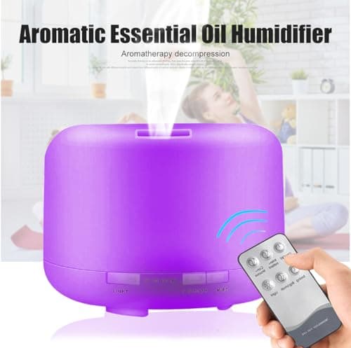 LSLCQW 500ml Essential Oil Diffuser with Remote Control, Premium Ultrasonic Aromatherapy Diffusers Scent Humidifier Vaporizer Auto-Off Timer for Large Room Home, Yellow (White) - Thumbnail 6