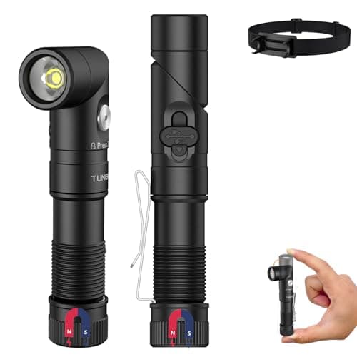 TUNENGE T21X 1400 Lumen Small LED Flashlight Rechargeable, Super Bright 90 Degree EDC AA Pocket Flashlight with Magnet, Adjustable Headlamp, Mini Tactical Light & Clip for Camping Running Hiking - Image 1
