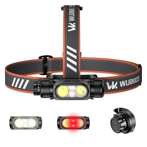 Wurkkos HD17 Headlamp with Red Light,2500Lumen Led Bright Rechargeable Head Lamp 3 Light Source,with USB C Magnetic IPX6 Waterproof Headlamps for Adults for Camping,Hunting,Hardhat,Work - Image 1
