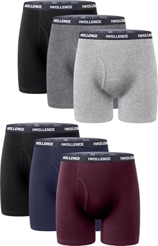 IWOLLENCE Men's Boxer Briefs Breathable Soft Moisture-Wicking Cotton Underwear with Comfort Flex Waistband, Multipack - Image 1