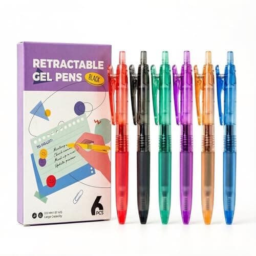 Four Candies 6Pack 0.5mm Black Ink Quick Dry Retractable Gel Pen Set, Cute Transparent Pastel Fine Point Note Taking Aesthetic lnk Pens, Comfort Grip Drawing Writing School Office Home - Image 1