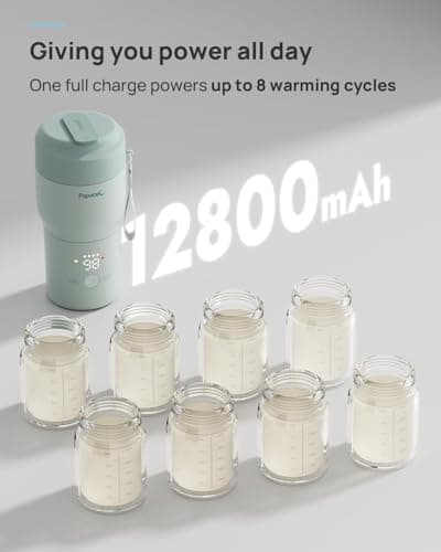 Papablic Portable Bottle Warmer Pro for Travel – Fast Heating, Built-in Sterilizer, 30W Fast Charge, 5-Temp Control, Easy-Clean Wide Mouth, Baby Milk Warmer for Breastmilk & Formula, Lilac Purple - Thumbnail 5