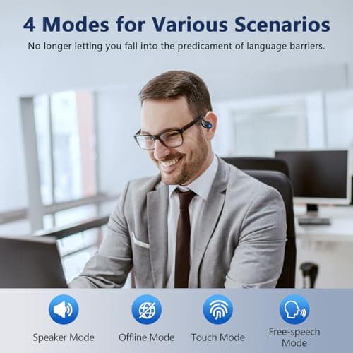 Open Ear Clip Wireless Earbuds Bone Conduction Headphones,AI Translation Earbuds Real Time, Translator Earbuds 164 Languages & Accents, Translation Device for Travel Business Learning Compatible - Thumbnail 6