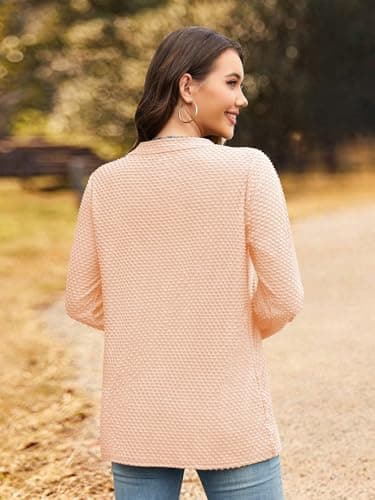 Bulotus Womens Turtleneck Sweaters Ribbed Knit Split Cowl Neck Tunic Sweaters Apricot - Thumbnail 4