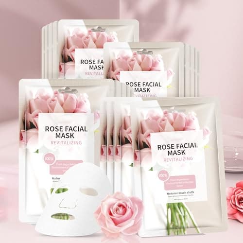 YAFUSIPE Face Mask Skin Care Anti Aging Facial Mask Sheets Mask Face Masks Beauty Rose Sheet Masks for Face Bulk Face Masks Skincare Facial Masks 10 Sheets - Image 1