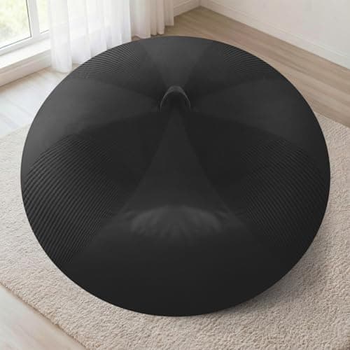 Homguava 5FT Bean Bag Chairs for Adults Teardrop BeanBag Chair Comfy Memory Foam Bean Bags Two-Tone Distressed Velvet&Corduroy Washable Cover for Living Room, Home (Corduroy, Black) - Thumbnail 3