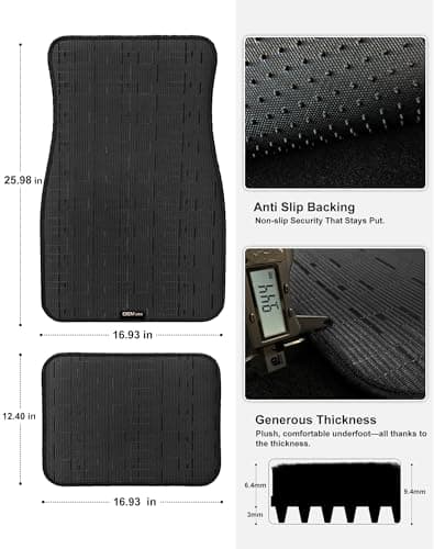 OEMATS Ultra Durable Car Floor Mats, Premium PVC Coil All-Weather Automotive Floor Mats, Universal Fit with Anti-Slip Nibbs Backing, Waterproof | Wear Resistant | Flame Retardant, Black 4PCS - Thumbnail 3