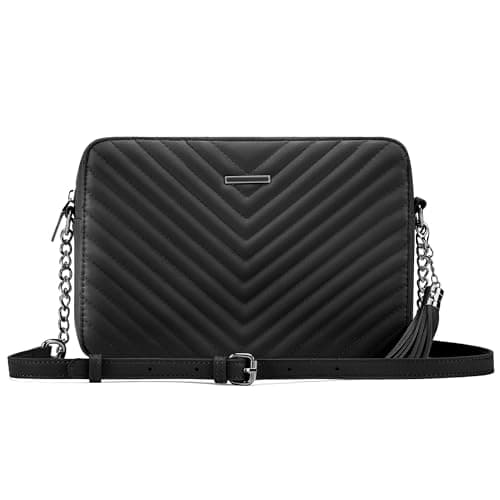 Goinsound Crossbody Purses for Women Designer Crossbody bags Small Shoulder Bags with Chain Strap Quilted Purses Black - Image 1