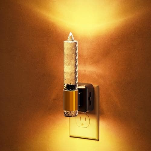 JandCase Night Light, Flameless Candle Amber Night Lights Plug into Wall, Auto On/Off Light Sensor LED Crystal Dimmable Nightlight, 0-100LM Decorative nite Light for Adults Bathroom Hallway, 1Pack - Image 1
