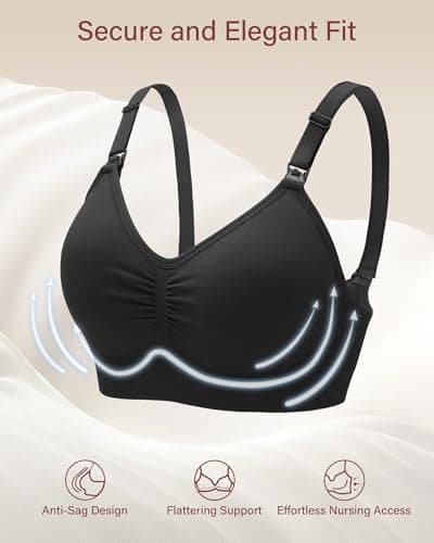 Stelle Nursing Bras Maternity Bra for Breastfeeding Pregnancy Wireless Bralette with Pads, Extenders (Black+Almond+Cocoa,XL) - Thumbnail 3