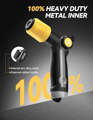 VOXON Garden Hose Nozzle Heavy Duty Metal - High Pressure Water Hose Nozzle Sprayer with Thumb Flow Control, Adjustable Spray Patterns for Outdoor Plants/Lawn Watering, Car Washing, and Pet Showering - Thumbnail 2