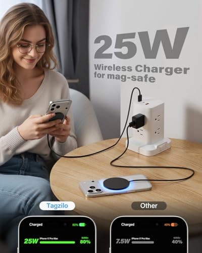 2Pack Magnetic Wireless Charger 25W Fast Charger for iPhone 17/16/15/14/13/12 Series & AirPods, Portable Wireless Charging Pad for Travel Home Office Desk, 6.6FT-Black - Thumbnail 2