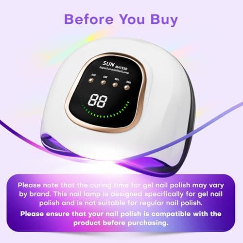 Gugusure Upgrade UV Nail Lamp. Nail Dryer for Gel Polish with Auto Sensor and 4 Timer Settings (Bright White) - Thumbnail 2