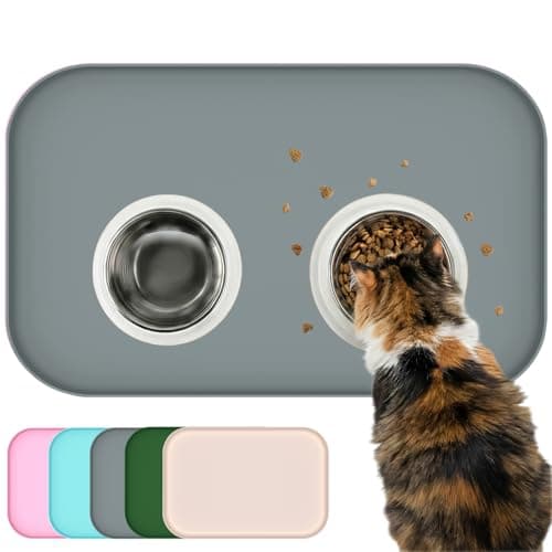 BLESWIN Waterproof Silicone Pet Feeding Mat with Raised Edge,Non-Skid Spill Proof Dog Bowl Mats, Easy Clean Cat Bowls Placemat for Cats and Dogs - Image 1