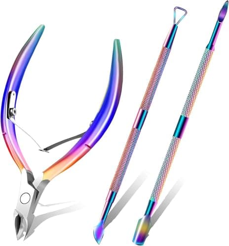 Cuticle Trimmer with Cuticle Pusher, Cuticle Remover Cuticle Scissors Manicure Tools, Professional Stainless Steel Cuticle Cutter, Dead Skin Remover Nail Tools for Fingernails and Toenails - Image 1