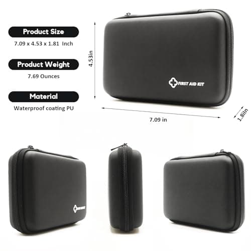 Small First Aid Kit Portable Compact Waterproof Mini Refill Supplies for Home Car Travel Camping Truck Hiking Sports Office & Outdoor Emergencies Black - Thumbnail 2