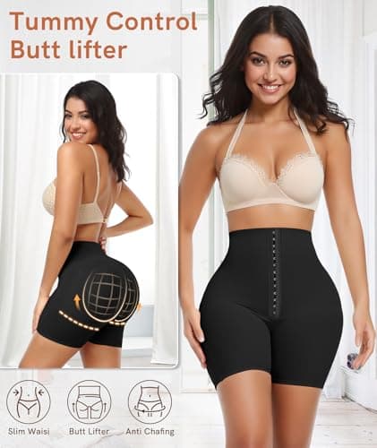 Figninget Butt Pads for Bigger Butt Faja Shorts Shapewear Tummy Control Panties Butt Pads for Women Black XL - Thumbnail 5