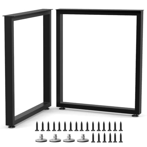 SNYXXOZ Table Legs 28" H x 24" W Metal Desk Legs Heavy Duty Black Set of 2