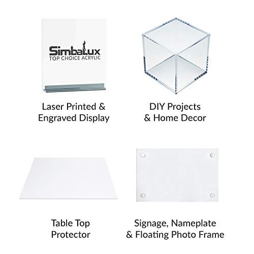 SimbaLux Acrylic Sheet Clear Cast Plexiglass 12” x 12” Square Panel 1/2” Thick (13mm) Transparent Plastic Plexi Glass Board with Protective Paper for Signs, DIY Display Projects, Craft, Easy to Cut - Thumbnail 6
