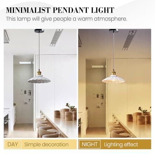 Oyisen White Pendant Lights, Modern Hanging Lamp with 9.8 Inch Industrial Shade for Kitchen Island, Farmhouse Pendant Lights Kitchen Island 6.5Ft Adjustable Cord Pendant Light Fixtures - Thumbnail 3