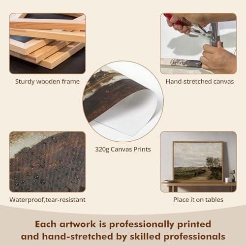 DAJONART Vintage Floating Frame Wall Art Landscape Hudson River Canvas Prints Wall Decor, Antique Framed Christmas Gift for Farmhouse Rustic Home, 11"x14" - Thumbnail 4