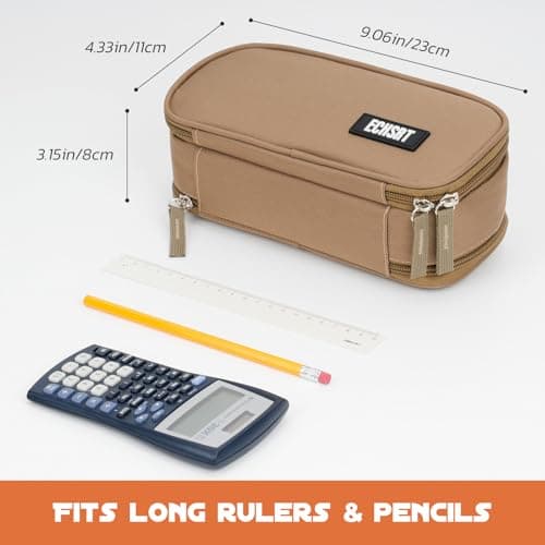 ECHSRT Tactical Pencil Case for Boy, Extra Large Capacity Camo Pencil Pouch for Men Adults, 3 Compartment Zipper Pen Case, Small Tool Bag Organizer for School Office Travel - Brown - Thumbnail 2