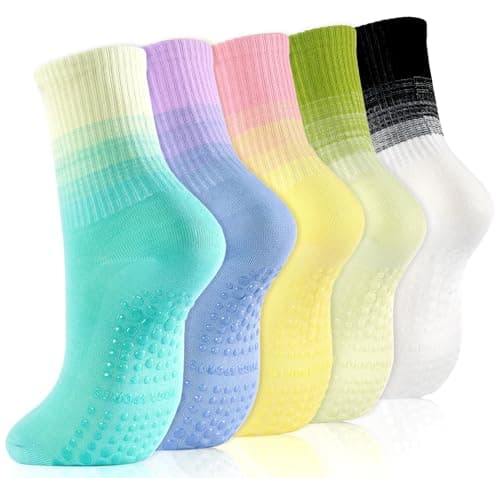 GIAG.IO Cute Pilates Socks, Pilates Socks with Grips 5 Pairs for Women Non-slip Yoga Sock Size 7-9 for Barre Ballet Barefoot Workout (Multicolor) - Image 1