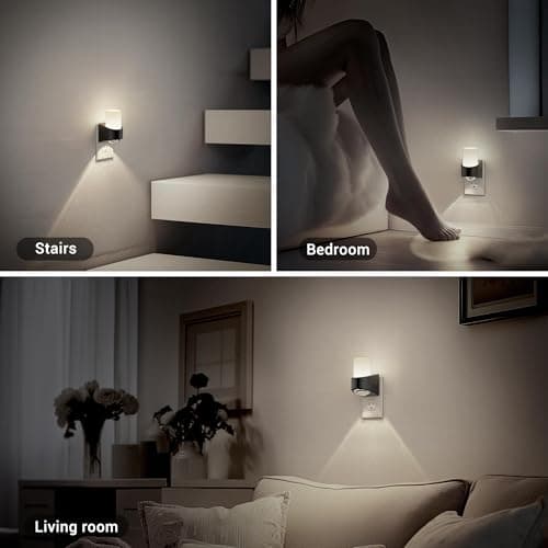 JandCase LED Night Lights Plug into Wall, Decorative Night Light with Dusk to Dawn Sensor, Adjustable Brightness, 5000K Daylight White Nightlight Plug in for Kids, Bathroom, Hallway, Bedroom, Stairway - Thumbnail 4