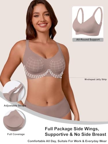 COCOMARTS Jelly Bras for Women No Underwire Seamless Push Up Bra,Coffee,M - Thumbnail 2