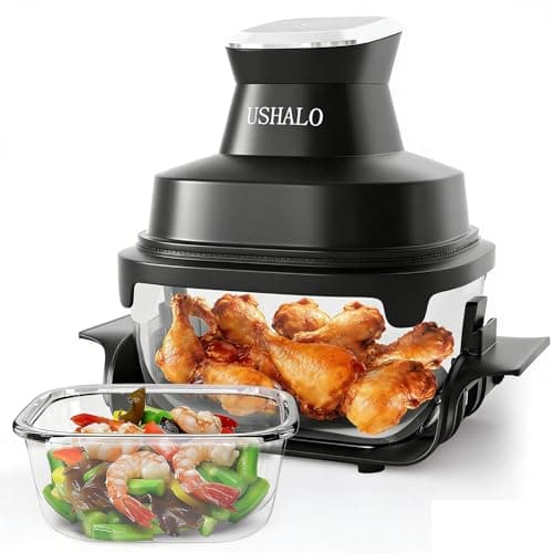 4.4QT Glass Air Fryer Non-Toxic, 4 Presets & Manual Control, 180-400℉ Precise Heat Smart Air Fryer Oven, Auto-Pause & Resume, Microwave & Dishwasher Safe Dual Glass Container - Image 1