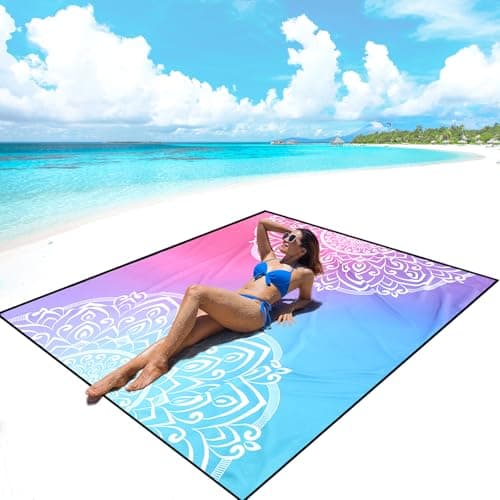 AISPARKY Beach Blanket Waterproof Sandproof, Oversized Large Beach Mat 79" X 83"/120"x108" for 1-8 Adults, Quick Drying&Compact&Lightweight, Picnic Mat Vacation Essentials for Beach Camping Travel - Image 1
