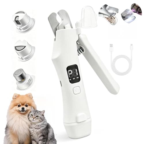 2-in-1 Dog Nail Clippers and Grinder with LCD Battery Display - Professional Cat Claw Trimmer with Built-in Safety Light & Guard, Ultra Quiet Rechargeable Pet Claw Grooming Tool for Large & Small Pets