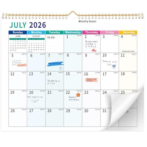 Wall Calendar 2026-2027, 18 Month Large Desk Calendar from July 2026 to December 2027 14.5" x 11.8" Monthly Calendar with Twin-Wire Binding for Home Office Planning Organisers, Colorful - Image 1