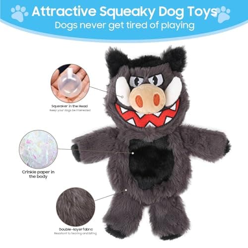 Bzonsmart 5 Pack Squeaky Dog Toys.Tough Plush Chew Toys for Dogs.Interactive Dog Toys to Keep Small Medium Large Breed Dogs Busy .Durable Anti-Boredom Dog Toy for Teething & Playtime. - Thumbnail 2