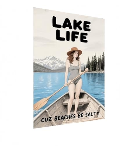 Carastora Vintage Lake House Metal Sign, Rustic Outdoor Wall Decor for Cabin, Porch & Lakefront, Weatherproof 12x8 Inch Lake Life Gift for Beach and Lake Lovers - Image 1