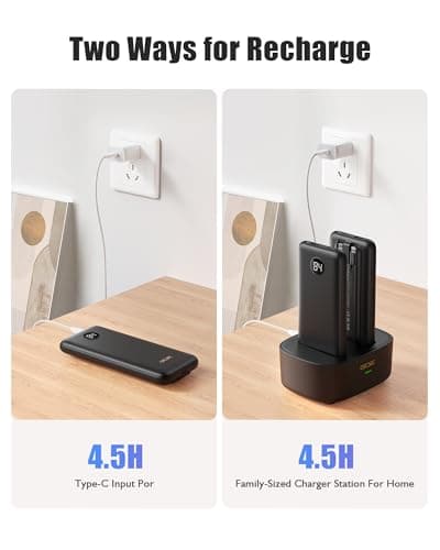 Qecvec 10000mAh Portable Charger 2 Pack, Cell Phone Portable Power Banks, 22.5W Fast Charging Battery Pack, Slim Travel Power Bank for iPhone, Galaxy S24/S23, Android Devices – Black - Thumbnail 4