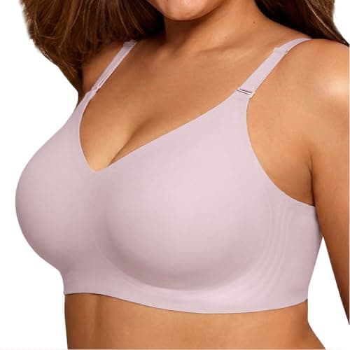 COCOMARTS Jelly Bras for Women No Underwire Push Up Seamless Supportive Plunge Bra Full Coverage Comfortable Bralettes Pink Large - Image 1