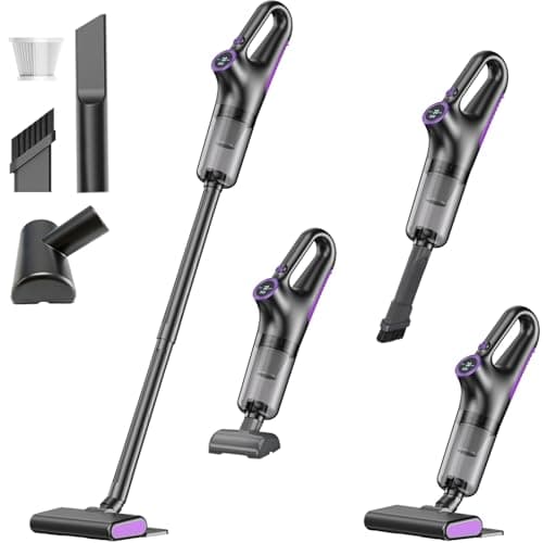 AbuDodo Cordless Vacuum Cleaner, Stick Vacuum Cordless Rechargeable with Powerful Suction and LED Display, Portable Vacuum Cleaners for Home, Wireless Vacuum for Hardwood Floor Carpet Pet Hair, Black - Image 1