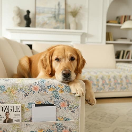 ALIECOM L Shaped Couch Cover for Sectional Sofa Waterproof Sofa Slipcover Non Slip Corner Couch Covers for Dogs Cats (Large, Willow Floral) - Thumbnail 2