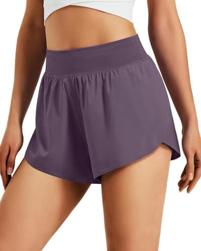 Women's 3" Athletic Running Shorts High Waisted Quick Dry Lightweight Dolphin Shorts for Workout Gym with Liner - Image 1