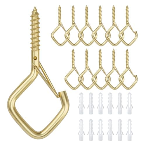 Ticway 12 PCS Q-Hanger Hooks for String Lights, Ceiling Hangers for Plants & Wind Chimes, Christmas Decorations Outdoor Hooks Gold - Image 1
