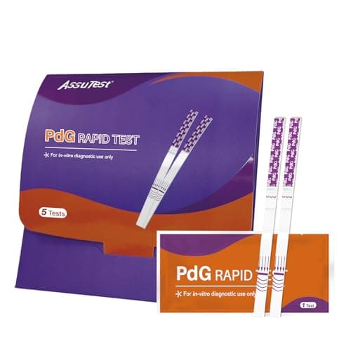 AssuTest PdG Test Strips 5 Packs, At-Home Fertility Ovulation Test Strips, Progesterone Urine Test for Women, Individually Wrapped & Easy-to-Use - Image 1