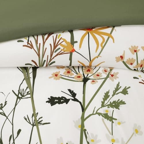 WRENSONGE Botanical Comforter Set Queen Size-7 Pieces Dandelion Bed in a Bag with Flowers Pattern, Soft Floral Complete Bedding Set with Sheets for All Season - Thumbnail 6