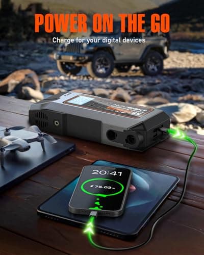 NOVSIGHT Jump Starter With Air Compressor - 6000A 13-in-1 Portable Jump Box for Car Battery, 12V Jump Starter Power Pack(ALL Gas/10L Diesel) 150PSI Auto-Shut Tire Inflator & Air Inflator/Deflator Pump - Thumbnail 5