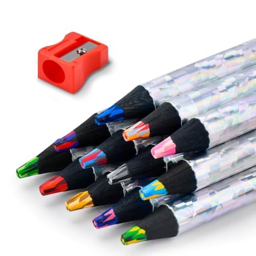 FilmHOO Easter Basket Stuffers for Teens Kids Children Easter Gifts for Kids,Art Supplies,12 Rainbow Colored Pencils With Cute Pencil Cap,sharpener,Arts And Crafts 4-12 Year Old Party Favors - Image 1