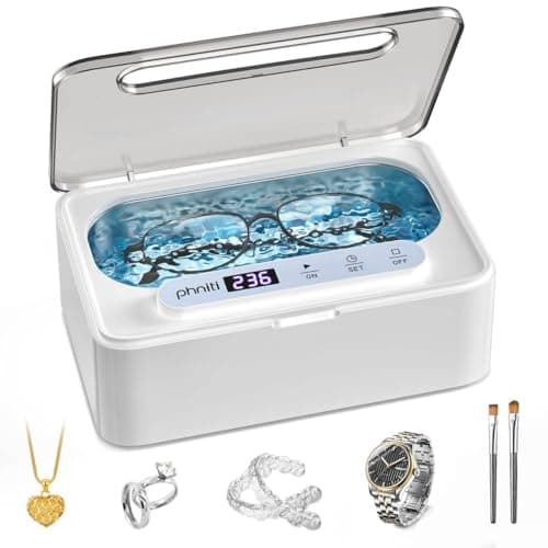 Phniti Ultrasonic Jewelry Cleaner, 47kHz Professional Ultrasonic Retainer Cleaner Machine for Dental Cleaning Three Cleaning Modes, Mouth Guard, Watch, Ring, Diamond, White - Image 1